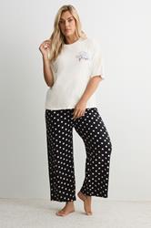 YOURS Plus Size Ivory White 'Girls Night' Polka Dot Pyjama Set | Yours Clothing 3