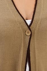 YOURS Plus Size Natural Brown Contrast Trim Knitted Waistcoat | Yours Clothing 4