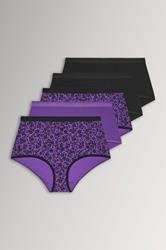 YOURSET 5 PACK Plus Size Purple Ditsy Print Full Briefs | Yours Clothing 3