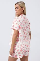 LIMITED COLLECTION Plus Size Set White Mixed Shirt & Short Pyjama | Yours Clothing 2