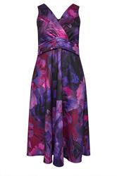 YOURS LONDON Curve Purple Abstract Print Skater Dress