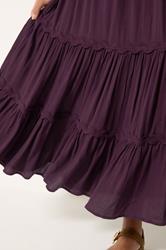 M&Co Berry Purple Woven Swirl Trim Tiered Maxi Dress | M&Co 4