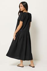 PixieGirl Petite Women's Black Cotton Poplin Maxi Dress | PixieGirl 2