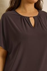 EVANS Plus Size Chocolate Brown Bar Detail Top | Evans 4