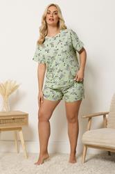 YOURS Plus Size Green Dalmatians Short Sleeve Pyjama Set | Yours Clothing 1