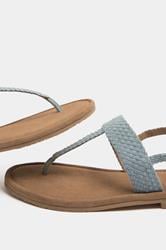 Blue Woven Toe Post Sandals In Extra EEE Wide Fit | Yours Clothing 4