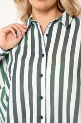 YOURS Plus Size Navy Blue Stripe Linen Shirt | Yours Clothing 7