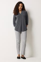 M&Co Grey Half Placket Collarless Shirt | M&Co 1