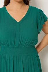 YOURS Plus Size Teal Green Shirred Crinkle Maxi Dress | Yours Clothing 4