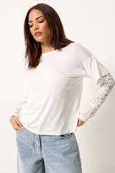 PixieGirl Petite White Long Sleeve Lace T-Shirt
