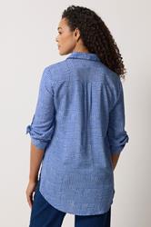 M&Co Blue Dot Print Tab Sleeve Shirt 2