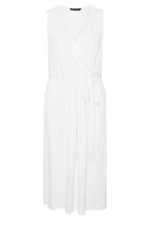 EVANS Curve White Broderie Wrap Midi Dress
