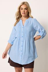 YOURS Plus Size Blue Stripe Pintuck Shirt | Yours Clothing 3