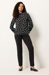 M&Co Black Polka Dot Tie Back Blouse | M&Co 1