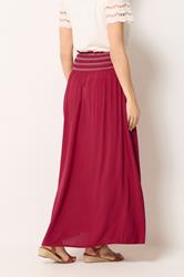 LTS Tall Women's Berry Red Embroidered Waist Maxi Skirt | Long Tall Sally 2