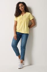 M&Co Yellow Floral Cotton Henley Top | M&Co 1
