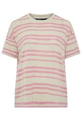 YOURS Curve Women's Pink Striped Knitted Boxy T-Shirt