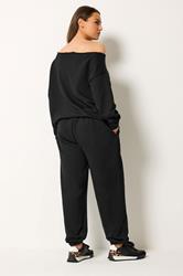 YOURS Plus Size Black NYC Slouch Sweatshirt & Jogger Set | Yours Clothing 2