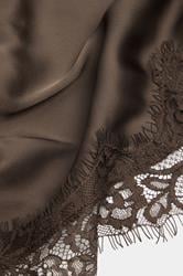 YOURS Plus Size Chocolate Brown Lace Satin Scarf | Yours Clothing 3