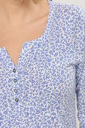 M&Co Blue Floral Cotton Henley Top | M&Co 4