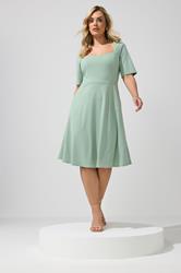YOURS LONDON Plus Size Sage Green Panel Skater Dress | Yours Clothing 3