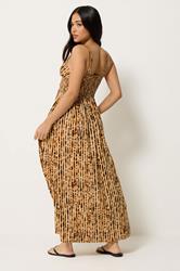 PixieGirl Petite Women's Brown Tie Dye Wrap Maxi Dress | PixieGirl 2