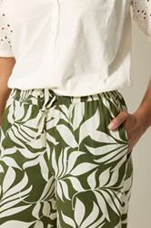 M&Co Khaki Green Leaf Print Cropped Trousers | M&Co 4