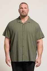 JACK & JONES Big & Tall Vetiver Green Short Sleeve Resort Shirt | BadRhino 3