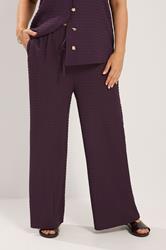 YOURS Plus Size Purple Wide Leg Crinkle Trousers | Yours Clothing 3