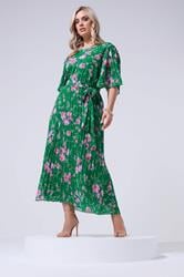 YOURS LONDON Plus Size Green Floral Pleated Maxi Dress | Yours Clothing 1