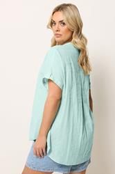 YOURS Plus Size Green Dobby Textured Blouse | Yours Clothing 2