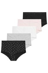 YOURS LOT de 5 culottes couvrantes rose/gris à motif cœur