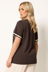 YOURS Plus Size Burnt Metallic Crochet Trim T-Shirt | Yours Clothing 2