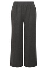 YOURS Curve Grey Wide Leg Textured Trousers