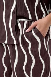 LIMITED COLLECTION Plus Size Brown Wavy Print Wide Leg Trousers | Yours Clothing 4