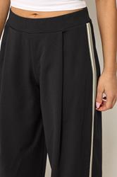PixieGirl Petite Women's Black Side Stripe Detail Barrel Leg Trousers | PixieGirl 4