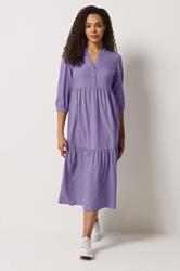 M&Co Purple Fine Stripe Tiered Maxi Dress | M&Co 1