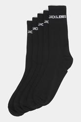 JACK & JONES Big & Tall 5 PACK Black Logo Tennis Socks | BadRhino 1