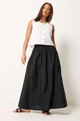 PixieGirl Petite Women's Black Shirred Waist Midi Skirt | PixieGirl 3