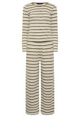 PixieGirl Petite Set Brown Stripe Cotton Button Top & Wide Leg Trousers