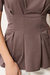 LTS Tall Women's Mocha Brown Pleated Detail Top | Long Tall Sally 4