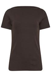 LTS Tall Chocolate Brown Boat Neck T-Shirt