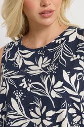 M&Co Navy Blue Abstract Floral Linen Vest Top | M&Co 5