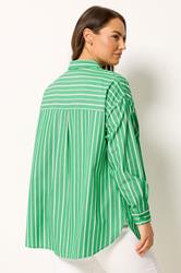 YOURS Plus Size Green & White Striped Shirt | Yours Clothing 4