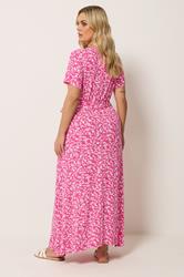 YOURS Plus Size Pink Ditsy Floral Wrap Front Dress | Yours Clothing 2