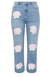 LIMITED COLLECTION Plus Size Blue Rose Printed Jeans | Yours Clothing 7