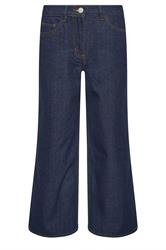 PixieGirl Petite Women's Indigo Blue Elasticated Cotton Wide Leg Jeans | PixieGirl 5