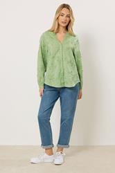 M&Co Green Floral Embroidered Cotton Shirt | M&Co 2