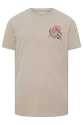 BadRhino Big & Tall Steenbruin acid wash T-shirt met tijgerprint