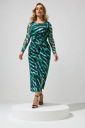 YOURS LONDON Plus Size Mint Green Zebra Mesh Side Knot Midi Dress | Yours Clothing 1